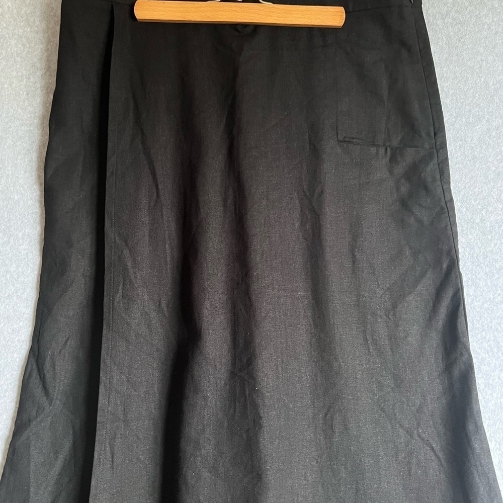 Kimschalk Lagenlook Pants Womens 10 Linen Maxi Wide Leg Skirt  Black - Picture 2 of 10